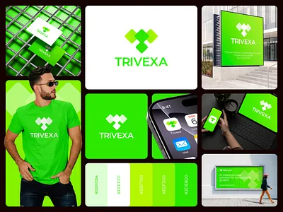 Trivexa – Modern Tech Logo & Brand Identity Design ai logo app icon brand identity branding kit corporate branding creative logo letter logo logo design minimal logo modern logo startup branding t logo tech logo technology branding