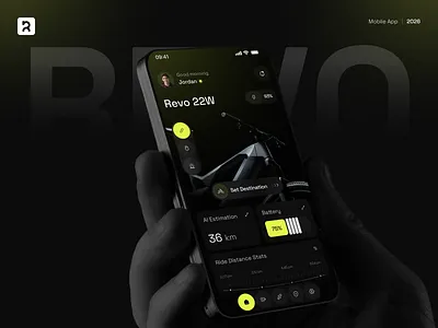 Revo - Smart AI Bicycle Mobile App | ebike App Design ai ai app app design bicycle app bike app bike shop dashboard ebike electric bike app ev ev mobile app home screen ios app mobile app design product design tasfin hasan themetags ui design uiux ux design