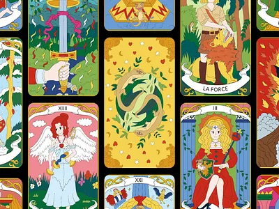 Lizard Marseille Tarot Card Illustration Design Project artwork book bookcover card character drawing fortune graphic design illustration korean lizard marseille packaging tarot tarotcard