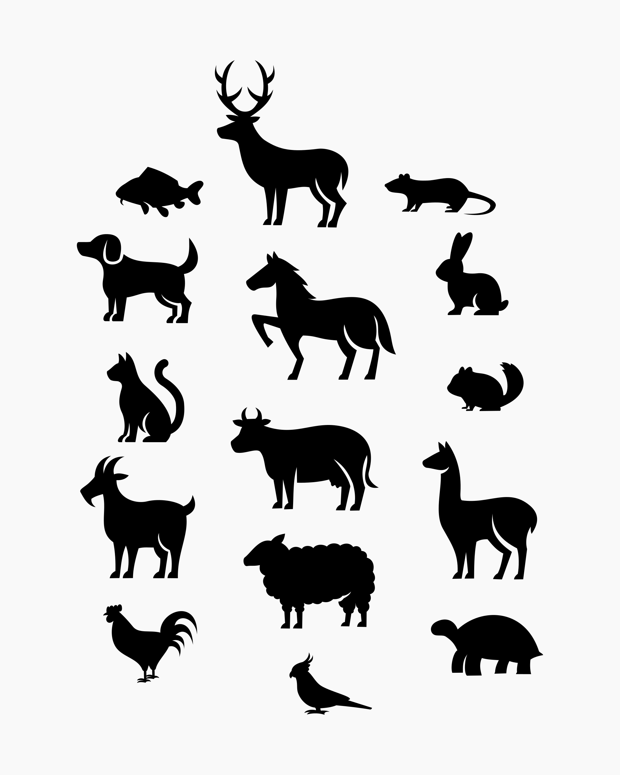 Vector Artwork of Animal Silhouettes animal animals commission design designer freelance work illustration silhouettes vector vector art vector artwork