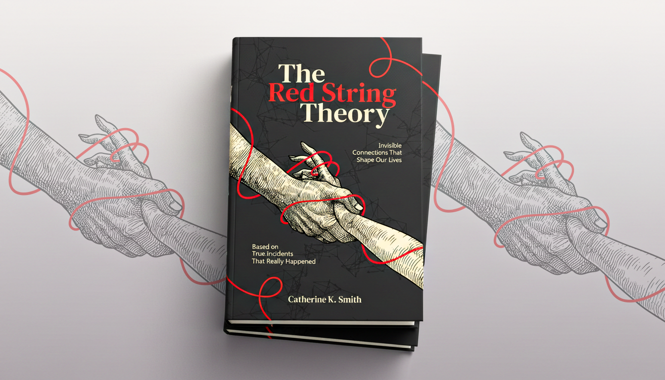 The Red String Theory — Minimalist Conceptual Book Cover Design author book cover book cover design book publishing branding editorial illustrations kdp vector illustration