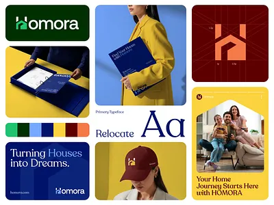 Homora Real Estate Branding & Visual Identity brand identity branding color system corporate branding grid logo logo design modern logo real estate branding real estate logo typography visual identity