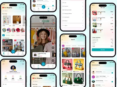 Live Shopping Experience — iOS Mobile App UI about us android application branding cta e commerce app design feature design footer hero ios landing page modern app design modern website design motion graphics navber process responsive design team uiux design why choose us