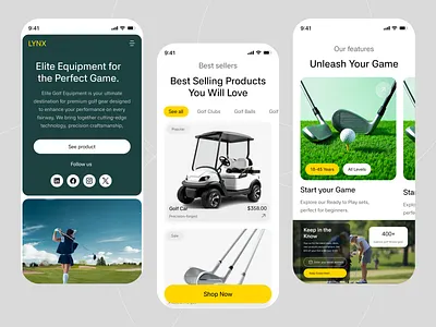 Golf Mobile App app ui golf app golf booking app golf club app golf course app golf mobile app golf score tracker golf tournament app mobile app design sports app tee time booking ui design ux design