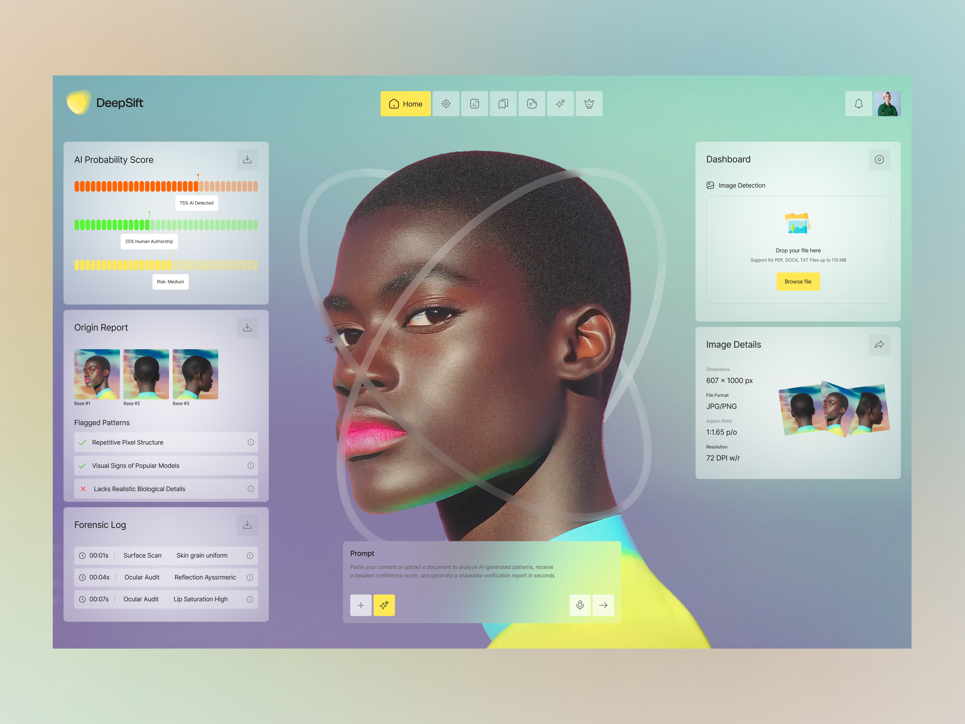 AI Detection Web App UI Design for Content Verification ai checker ai detection ai detector ai platform ai tool design product design saas saas dashboard saas product ui ui design ui ux design uiux ux verification dashboard web app web app ui web platform webapp