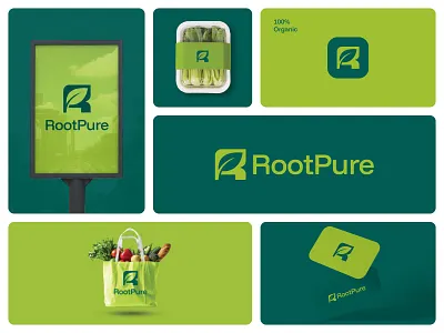 RootPure | Brand Identity Design for Organic Food 🌿 branding farmtohome greenliving identity logodesign minimal minimalist minimalist logo modern logo organicfood rootpure simple