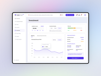 Investment Dashboard - Digital Assets SaaS Platform