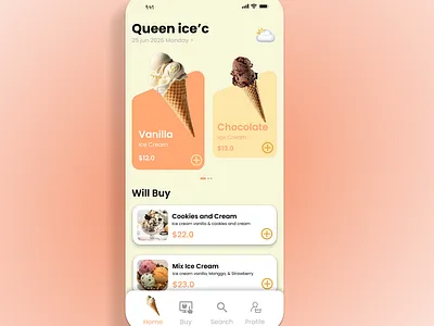 UI Exploration Ice Cream App branding ui