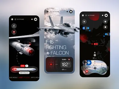 Tactical Aviation Control App — F-16 Flight app design aviation dashboard ui control panel ui dark mode ui enterprise flight dashboard high tech app industrial map interface mobile app mobile dashboard navigation app product design radar tracking ui ux