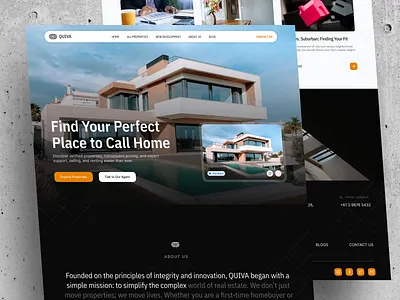QUIVA - Real Estate Website landing page minimalist modern web real estate real estate website ui design web design website design