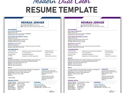 Modern Dual-Color Resume Template careerready creativeresume cvdesign editabletemplate graphicdesign jobapplication minimaldesign modernresume professionalcv resumetemplate