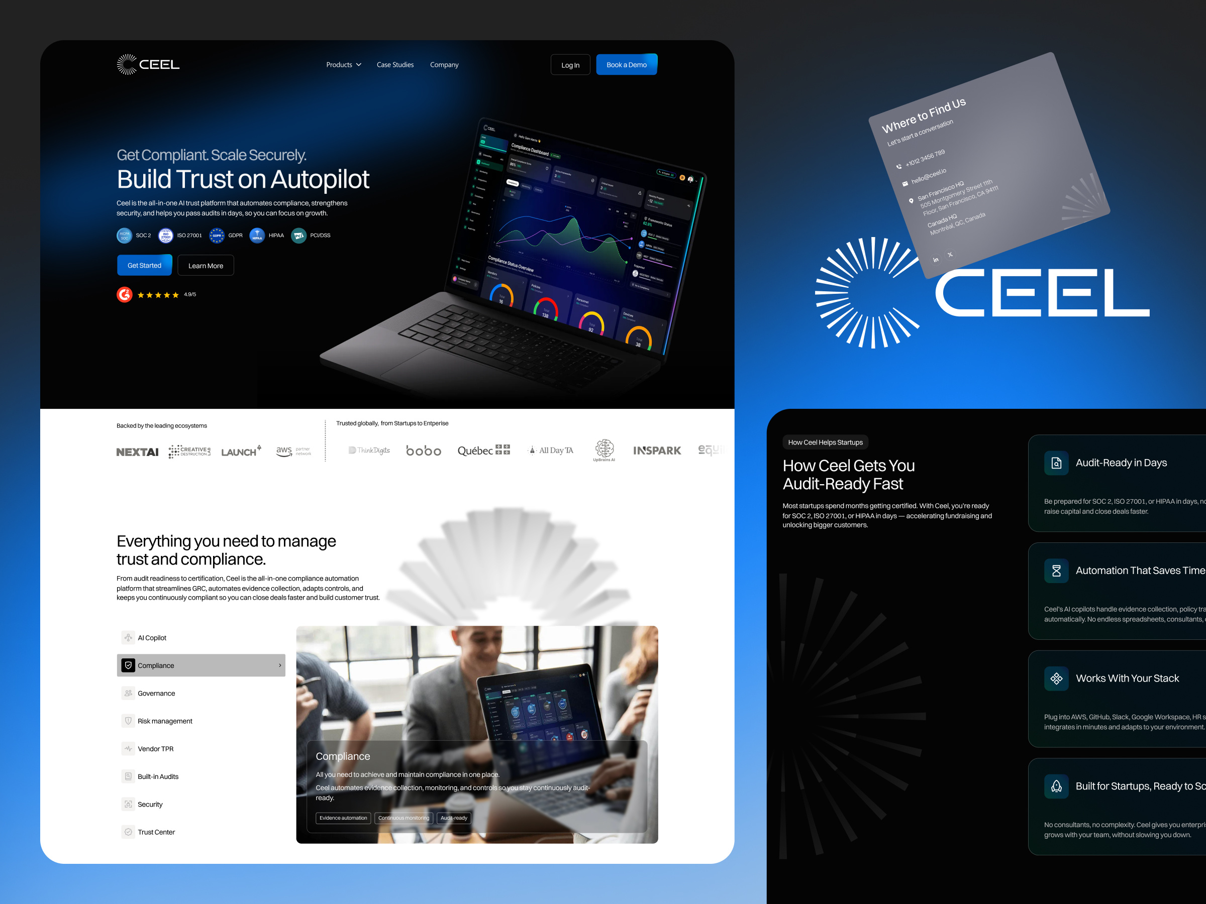 Ceel – AI Compliance SaaS Website ai animation design figma design graphic design illustration lottie animator lottiefiles saas ui web web design web developer webflow website