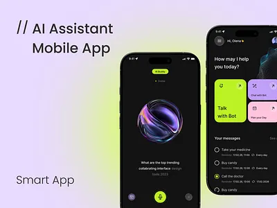 AI Assistant ai ai assistant app design chatbot dark ui figma futuristic minimal mobile app product design smart app ui ui design ux ux design voice assistant