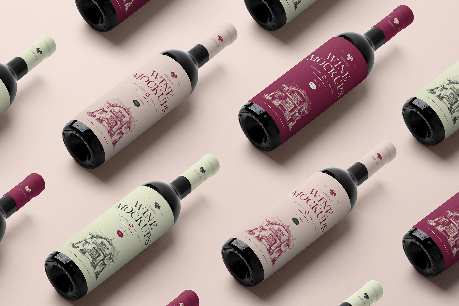 Bottle Label Designs for Studio Wine Mockups beverages bottle branding design download identity label lifestyle logo mockup mockups premium psd template typography