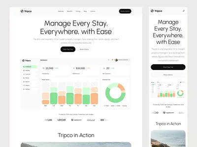 Tripco - Travel Management SaaS Framer Landing Page figma travel landing page design framer landing page tour and travel website tour landing page travel framer landing page travel landing page travel saas travel saas landing page
