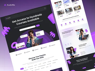 AcadeMix Website Landing Page UI/UX education education website figma landing page landing page design ui design uiux user interface web design website website design