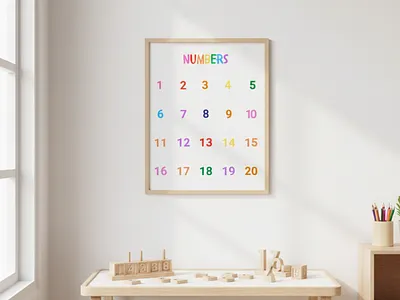 Numbers 1–20 Poster child friendly classroom poster core learning counting poster design digital printable early math educational poster homeschool printable illustration kids math kindergarten math number chart number wall numbers 1 20 numbers poster preschool numbers toddler learning ui