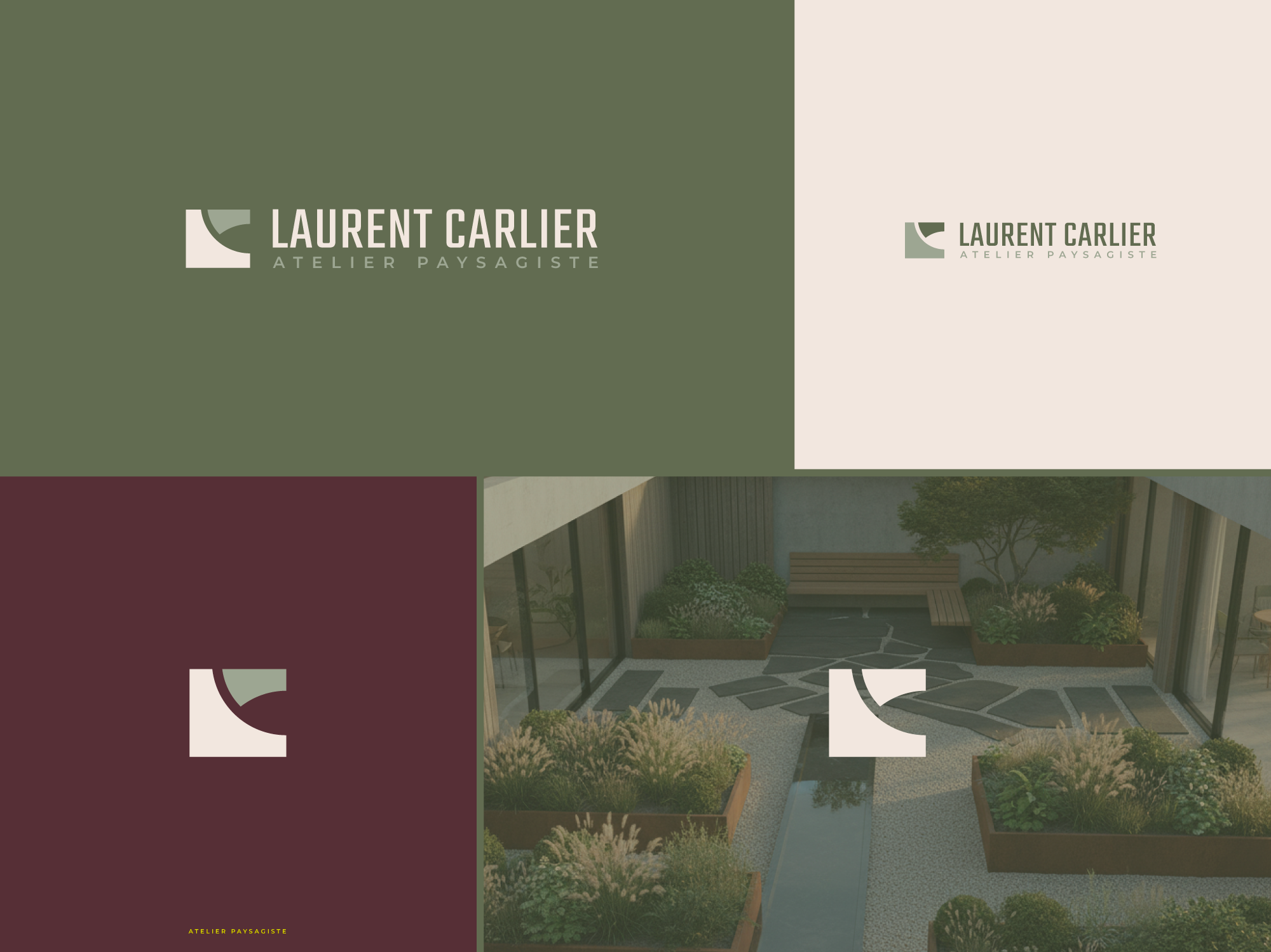 Laurent Carlier Visual Identity abstract architectural architecture branding c c letter contemporary design studio garden design identity initials l l letter landscaping logo logo design monogram nature studio visual identity