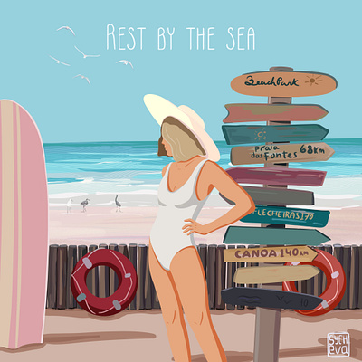 Rest by the sea fashion illustration
