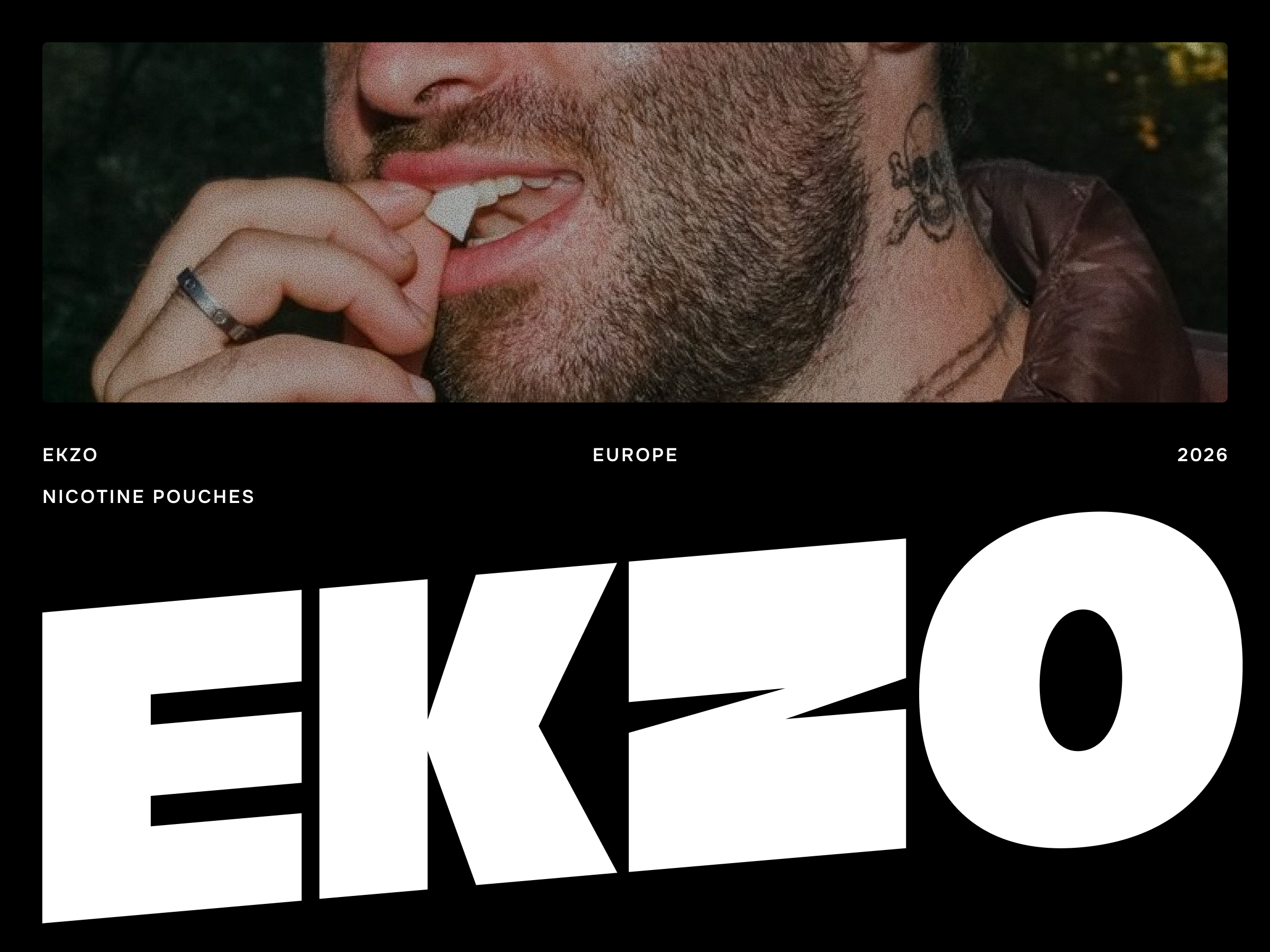 EKZO / Nicotine pouches ai branding castom font e logo ekzo exotic font graphic design illusta illustration lettering logo logo design logotype nicotine pouches photography snus social media typeface z logo