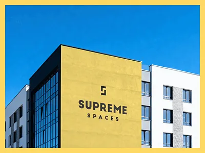 Supreme space branding brand identity branding coworking graphic design illustration logo print design signage space design typography visual identity