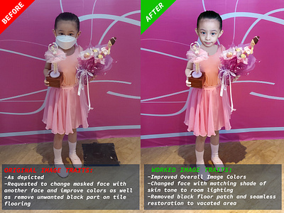 BALERINE PRINCESS AWARD PHOTO color adjustment illustration photo compositing photo editing photo retouch remove mask from face remove unwanted area