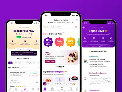 Zepto Mobile App Design animation illustration prouct design management ui ux redesign user experience design visual design zepto mobile app design