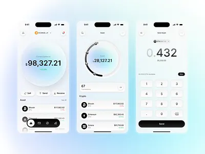 Neumorphic Crypto Wallet app design inspiration app ui design banking app design bitcoin app ethereum wallet finance dashboard fintech app fintech mobile app mobile design neumorphism product design ui design ux design wallet app design