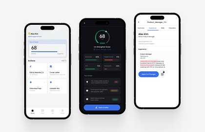 AI-Powered Resume Enhancer · Mobile App UI