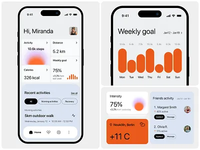 Mobile app focused on daily fitness activity tracking and motiva 3d animation logo vector