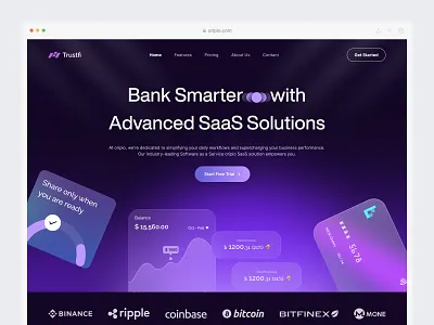 Finance SaaS Landing Page dark mode finance finance landing page fintech fintech saas landing page landing page product design saas saas web uiux web design website