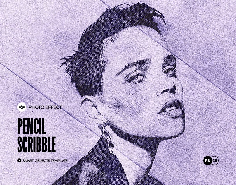 Pencil Scribble Photo Effect design drawing effect graphic design paper pencil photoshop scribble solasome template