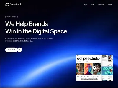 Shift Studio — Digital Agency Hero Animation animation ui clean company website creative studio dark ui digital agency gradient hero animation hero section interaction design landing page minimal modern website motion design ui ui design user experience web animation web hero website animation
