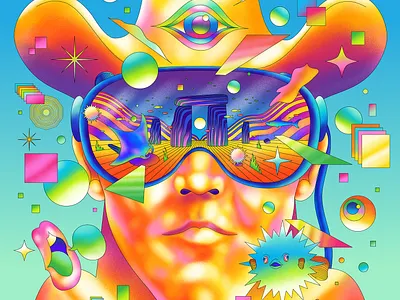 Cyber Cowboy revisited affinity apple art direction cyber design fun future glow graphic illustration playful product retro sci fi sureal technology texture vector vision