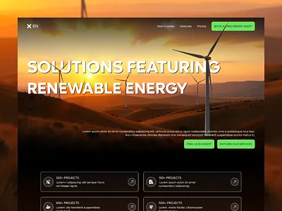 Clean & Sustainable Landing Page 🌱 case study layout clean energy website dark theme website dashboard ui eco friendly energy company website figma design green energy hero section design landing page design minimal web design modern website renewable energy solar energy sustainable design ui design uiux design web design website inspiration wind energy
