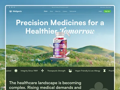 Wellgenix - Pharmacy and Medicine Production Website biotech designsystem figma freebie health healthcare healthcare website healthtech holisticdesign landing page landing page design medical care medicine medicine website medtech medtechdesign pharmaceutical website pharmacy web design ui design uiuxdesign