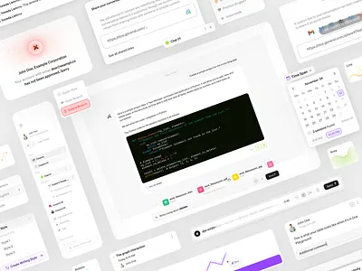 AI Workspace Interface admin panel ai calendar cards components dashboard dashboard ui design system dropdown file upload interface light theme saas saas design sidebar software ui design voice ui web app web design