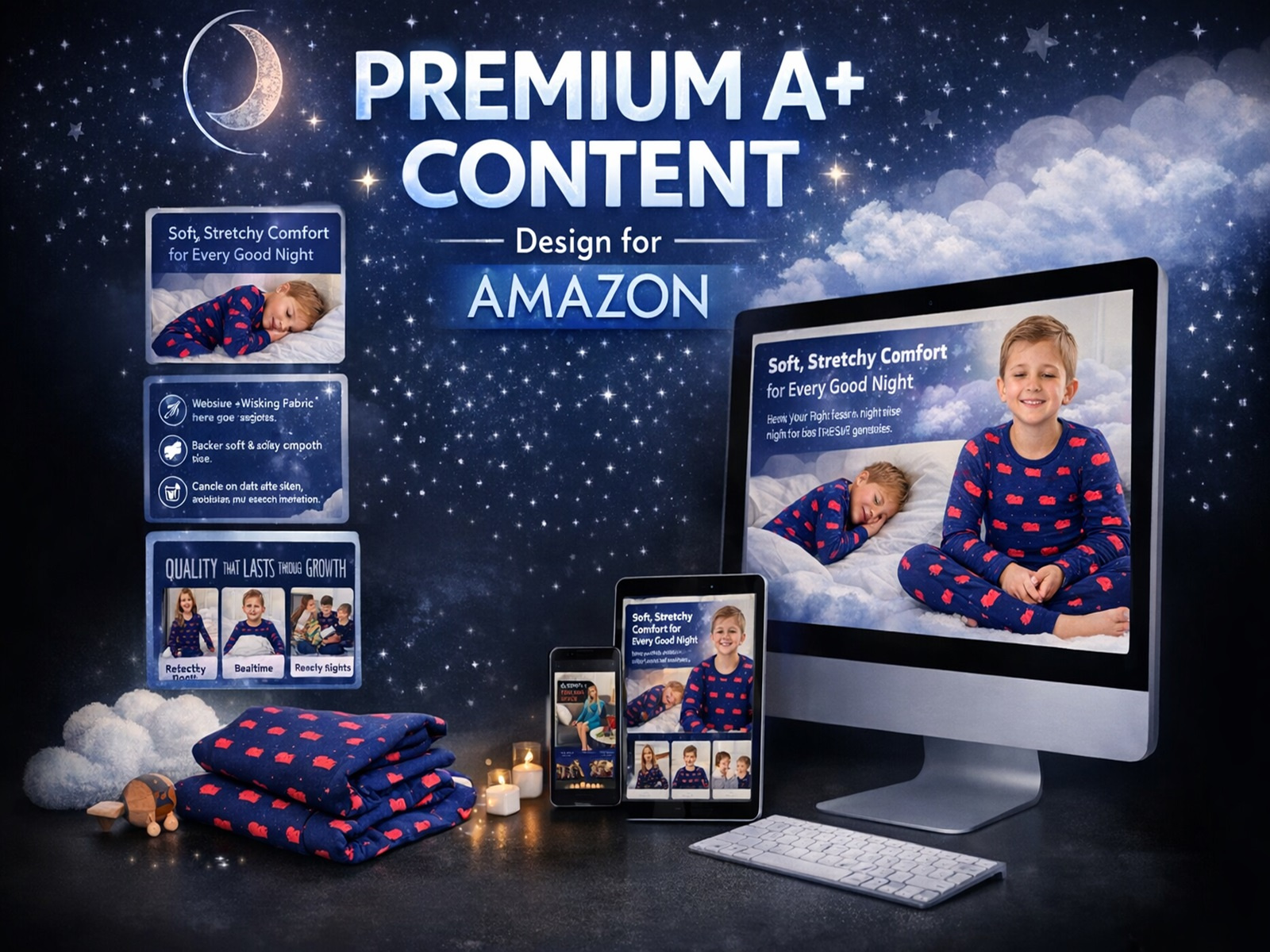 Amazon Premium A+ Content: Pajama Set amazon amazon a content amazon ebc amazon product branding graphic design