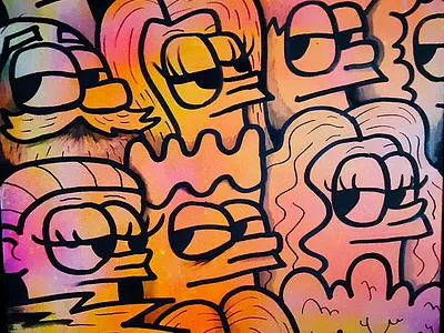 Colourful Characters cartoon character design characters doodle art funny graffiti illustration pop art quirky spray paint
