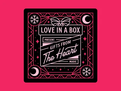 Packaging concept Love in a Box badge branding design geometric gift graphic design holiday illustration label linart line logo love monoline moon packaging snow typography valentines vector
