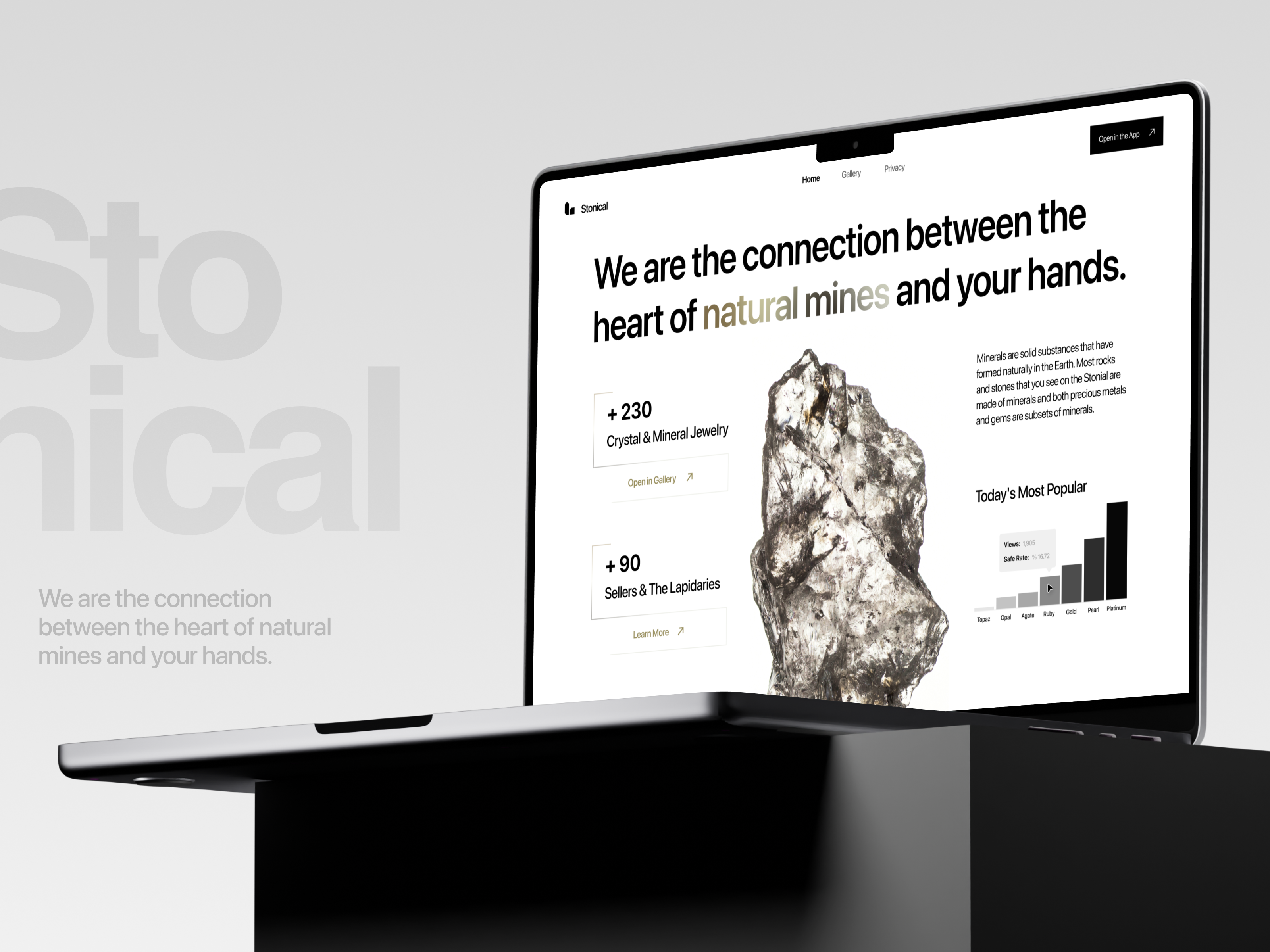 Mineral Jewelry Landing Page 💎 ecommerce jewellery jewelry jewels landing landing page login marketplace mineral mines natural natural mines nature rock saas sign up stone ui ux