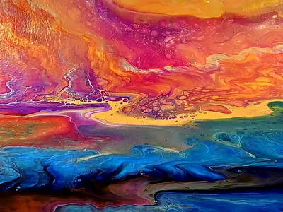 Creates the Most BEAUTIFUL Sunset Paintings acrylic acrylic paint art branding design illustration paintings pouring tutorial