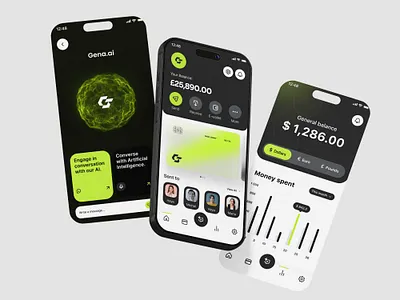 Gena - Online Banking app ai app bank banking branding design flat illustration logo minimal technology ui ux website