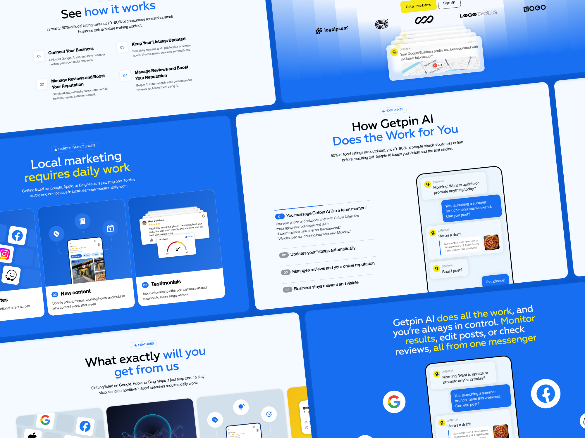 Getpin | AI-driven SaaS tool ai b2b figma framer landing page redesign responsive design saas startup ui ux webdesign webflow website website design wordpress