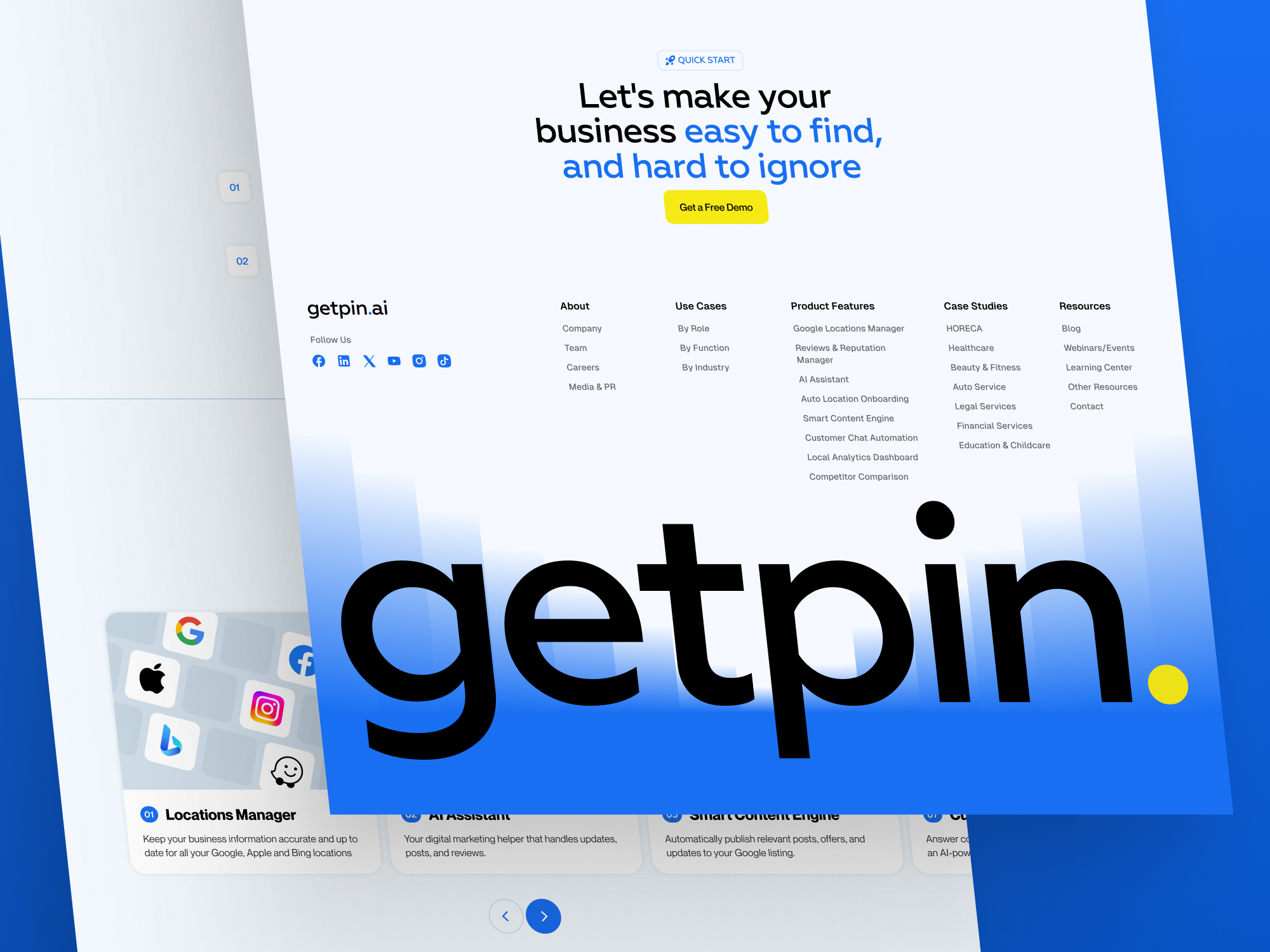 B2B AI Landing Page | Getpin ai b2b figma framer landing page redesign responsive design saas startup ui ux webdesign webflow website website design wordpress