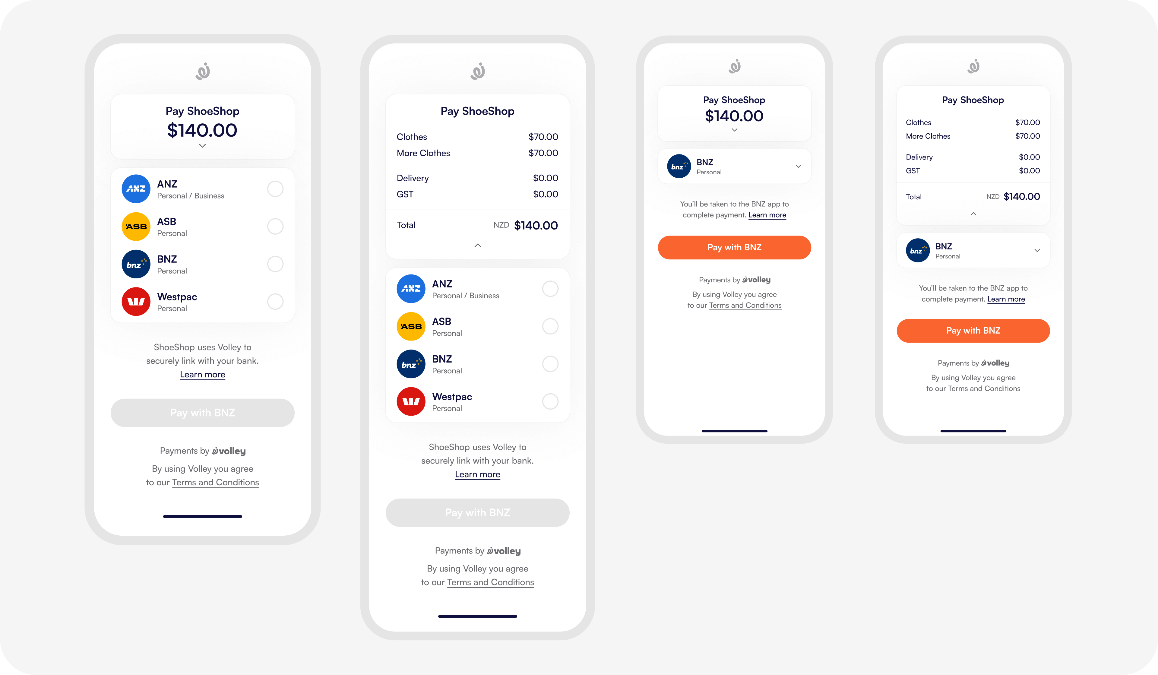 Volley payment steps [open banking]