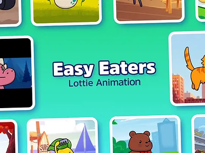 EasyEaters - Lottie Character Animations for App animals animation app cartoon character animation character design cute illustration json kids lottie motion graphics vector
