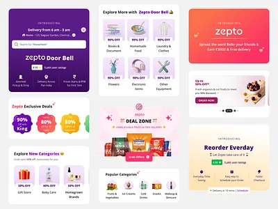 Zepto Components Design branding graphic design illustrations mobile app designs product design trending ui designs visual design zepto components