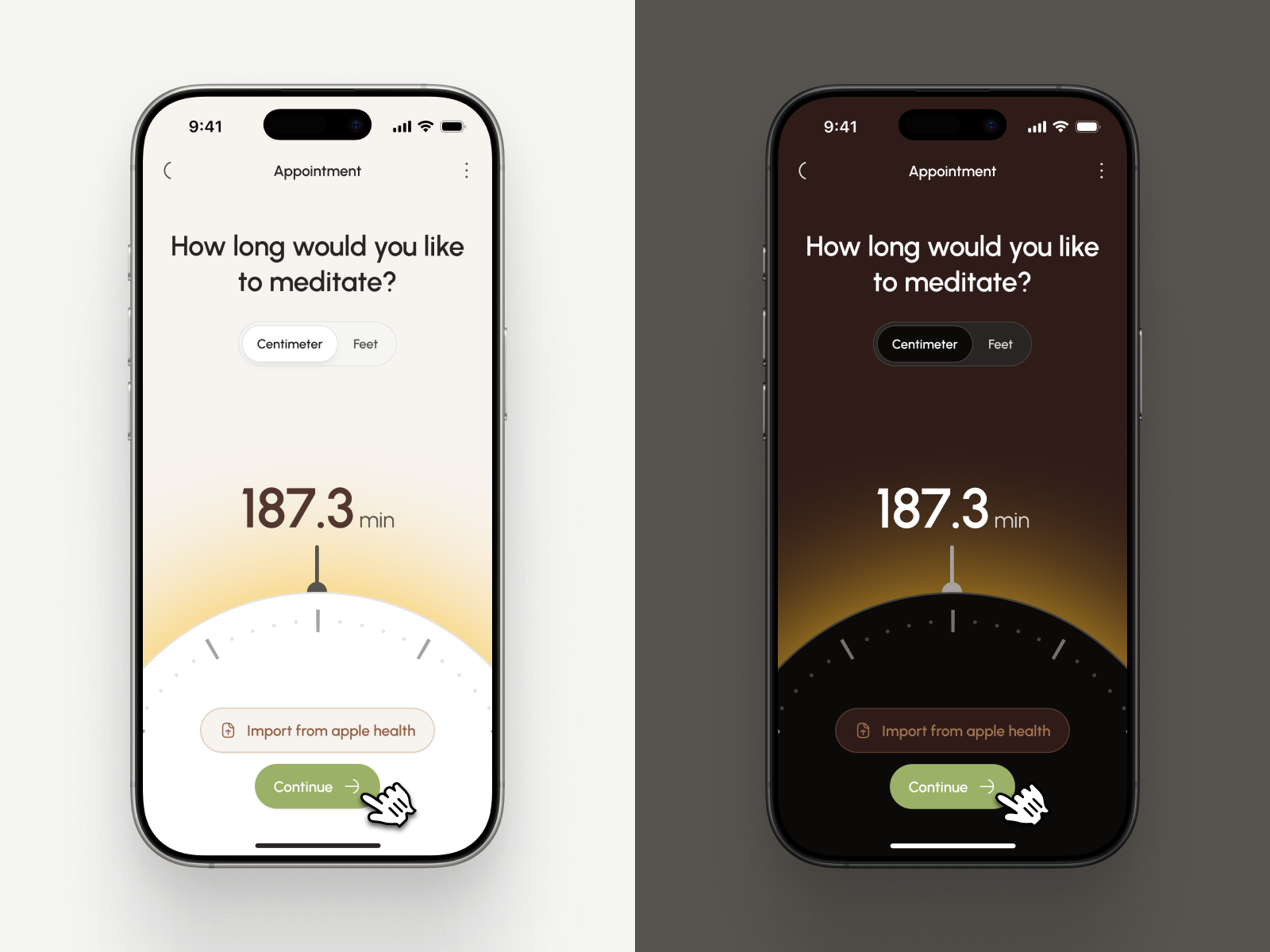 freud v3: AI Mental Health App - Meditation Time Picker UI