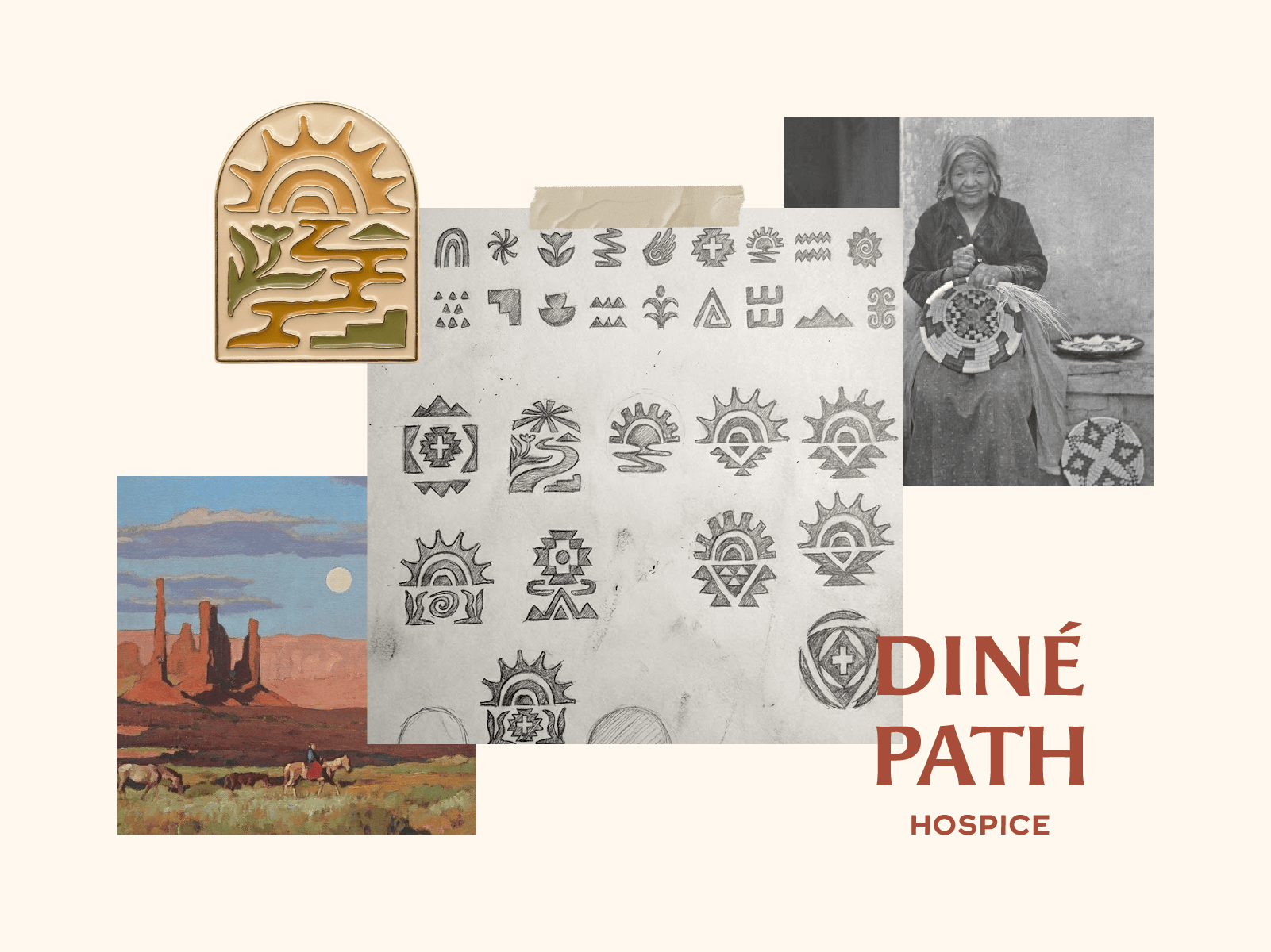 Diné Path Hospice: Research & Symbol Development brand identity brand strategy branding concept development cultural inspiration design design process earth tones graphic design healthcare branding hospice care identity design illustration logo logo design logo exploration moodboard symbol design vector visual identity